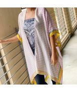 Silky Kimono - Beige Pink Boho Print Layering Piece - $31.68