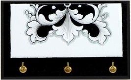 Keys Hanger Key Holder VARIO NERO Deruta Majolica White Black Brass Hardwood - £111.11 GBP