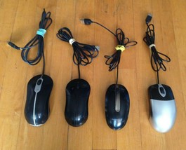 Mixed Lot  4 Wired USB Optical LED Tracking Mouse/Mice Dell, Lenovo &amp; In... - $32.65