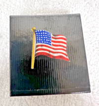Vintage Hallmark Black Slide Open Box 3 Mini Stars Stripes Flag Stickers... - $3.96