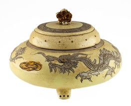 Antique Chinese Ceramic Glazed Vessel with Dragon Details - $742.49