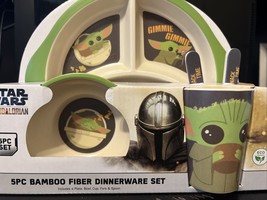 Disney Star Wars MANDALORIAN 5Pc Bamboo Fiber Set NEW Gimmie Pod Grogu NIB - £22.30 GBP