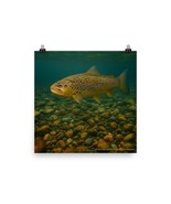 Brown Trout Underwater Stream Poster | Fishing Wall Art Print Nature Decor - $414.74 MXN
