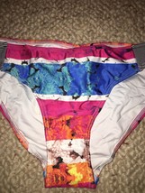 MINKPINK Multi-Color Pink Blue Orange Bikini Bottom Striped Medium NWT NEW - £10.25 GBP