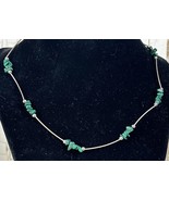 Turquoise Beaded Liquid Sterling Silver 925 Necklace Boho - £21.45 GBP