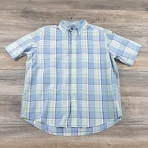 George Mens Short Sleeve Shirt XL 46-48 Casual Office Work Vacation Party Blue - £11.55 GBP