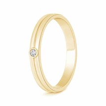 ANGARA Bezel Set Solitaire Diamond Band For Him in 14K Solid Gold - £343.13 GBP