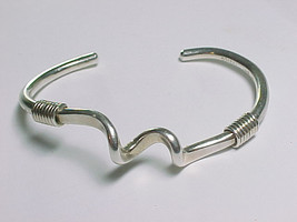 MEXICO MODERNIST STERLING Silver CUFF Vintage Bracelet - 16.1 grams heavy - £130.50 GBP
