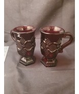 Set of 2 Vintage Avon 1876 Cape Cod Ruby Red Glass Mugs Pedestal Cups 4 ... - £8.32 GBP