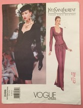  Vintage Vogue Yves Saint Laurent Elegant Dress 2 Lengths Size 8-12 Pattern 2499 - £35.55 GBP