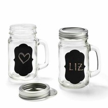 Avon Living Mason Jar Cup Mug Set 2 Chalkboard Labels with lids set 2 NEW - $19.79