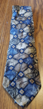 Cambridge Classics Mervyns Italian Silk Necktie Blue w/ Cream Diamond Pa... - $9.89