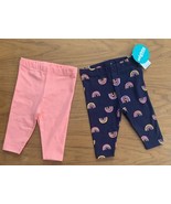 NEW Set of 2 Baby Girl’s Leggings Size 3M in Peach and Dark Blue by Migh... - $6.78 CAD