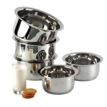 5 Pcs Stainless Steel Tope Set Without lid 0.8 Litre, 1 Litre, 1.4 Litre, 1.8 - £86.84 GBP