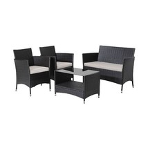 4 Piece Patio Conversation Set with Soft Cushions and Tempered Glass Tab... - $4,006.66 MXN