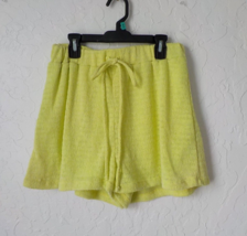 Lush Yellow Lime Knit Casual Short Shorts Elastic Waist Lined Women size... - £11.86 GBP