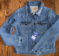 Wrangler Oklahoma OU Collegiate Blue Jean Jacket Denim Womens S Embroide... - £22.01 GBP