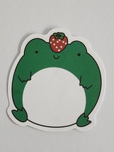 Cute Cartoon Frog with Strawberry on Head Multicolor Sticker Decal Embellishment - £2.47 GBP