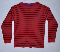 Boy&#39;s U.S. POLO Association Red and Black Long Sleeve Striped Shirt - £10.15 GBP