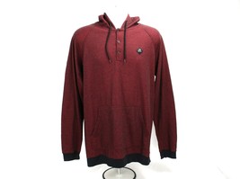 RVCA Long Sleeve Henley Pullover Hoodie Men&#39;s XL Casual Maroon Activewea... - £21.36 GBP