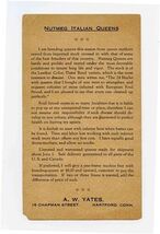 Nutmeg Italian Queens Bee Advertising Card A W Yates Hartford Connecticu... - $87.12