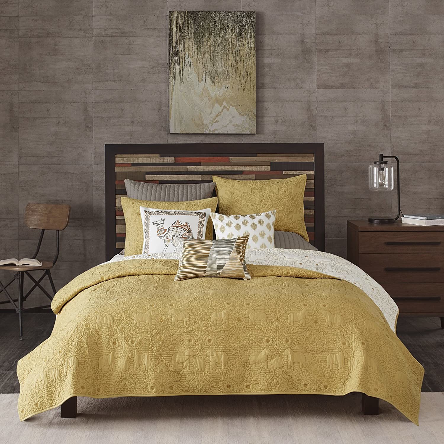 Primary image for Ink Ivy Kandula Full/Queen Size Quilt Bedding Set - Mustard Yellow, Quilted