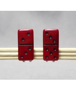 Vintage Red Domino Tiles Clip-on Stud Earrings 1&quot; Retro Game Fashion Jew... - £15.64 GBP