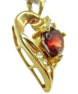 10Kt Gold Red Heart Garnet Heart Pendant Simulated Cubic Zirconia Love V... - £79.32 GBP