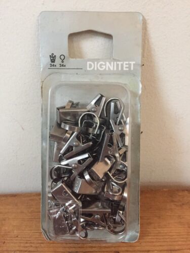 New IKEA Dignitet 24 Count Stainless Steel Curtain Rod Wire Drape Hook +... - $13.85
