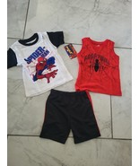 Toddler Boy&#39;s 3-Piece Shorts Tee Sleeveless Shirt Set Marvel Spiderman 3T - $15.83