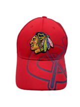 Chicago Blackhawks Baseball Hat Fitted S/M Mens Red Black Reebok Vtg Sti... - £14.30 GBP