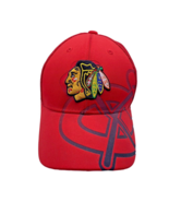 Chicago Blackhawks Baseball Hat Fitted S/M Mens Red Black Reebok Vtg Sti... - $25.32 CAD
