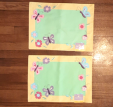 2 Butterfly Spring Flurry Placemats Yellow Green Embroidered - £14.69 GBP