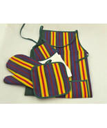 Apron Oven Mitt Hot Pad Hand Towel 4Piece Set Green MultiColor New Free ... - $185.31 MXN