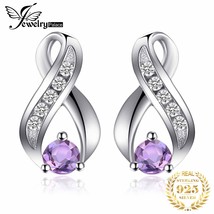 JewelryPalace Infinity Genuine Natural Purple Amethyst 925 Silver Stud Earrings  - £16.78 GBP