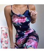 Women's Silk Mini Dress Summer Floral Flower Print Cocktail Party Club D... - $38.99