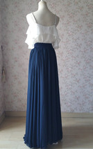 Navy Blue Floor Length Chiffon Skirt Plus Size Bridesmaid Chiffon Skirt image 4