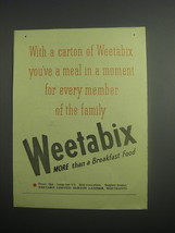 1948 Weetabix Cereal Ad - With a carton of Weetabix you&#39;ve a meal in a m... - $18.49