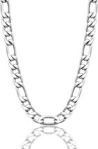 Figaro Chain Necklace Stainless Steel Real Gold Plated  8.5Mm Width, Size: 28&quot; - £15.33 GBP