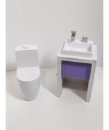 Rainbow High Doll House Bathroom Vanity Sink &amp; Toilet replacement parts - £14.15 GBP