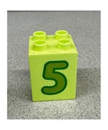 Lego Duplo Number 5 Lime Green Block 2 x 2 x 2 Train Replacement Piece C... - $2.42