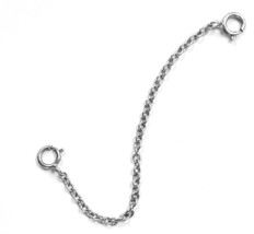 2MM SOLID 18K WHITE GOLD Extender /Safety Chain Necklace Bracelet  lock - $31.87
