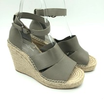 Treasure &amp; Bond Wedge Espadrille Sandals Ankle Strap Leather Open Toe Taupe 9.5 - £18.91 GBP