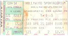 Vintage Yes Ticket Stub April 21 1984 Hollywood Florida - £27.25 GBP