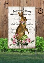 Vintage Bunny Rabbit Summer Garden Flag - UV &amp; Fade Resistant Polyester - $15.84