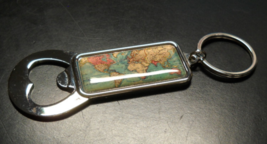 World Map Key Chain Metal with both Mercator Style Map and Bottle Opener - $7.99