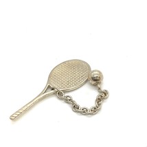 Vintage Sterling Tiffany and Co. Tennis Racket Ball Chain Link Figure Miniature - £233.45 GBP