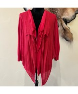 Lauren Ralph Lauren Large Red Waterfall Front Cardigan Classic Open Front - $26.74 CAD