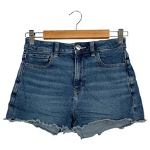 American Eagle Shorts Womens 4 Blue Denim Mom Short High Rise Frayed Hem... - $21.77