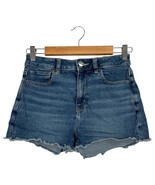 American Eagle Shorts Womens 4 Blue Denim Mom Short High Rise Frayed Hem... - $21.77